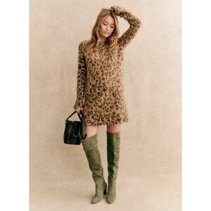 Sezane Fanie Wool Dress in Leopard - NWT - L and XL Sizes Available